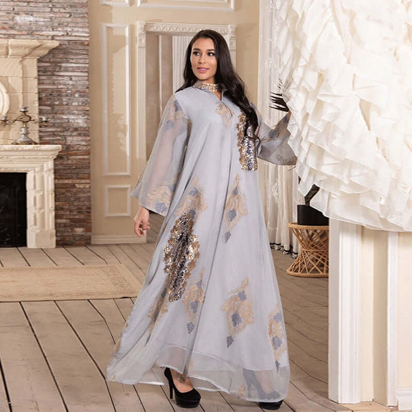 Eid Mubarak Muslim Dress Women Sequin Saudi Arabic Abaya Dubai Jalabiya  Kaftan | eBay